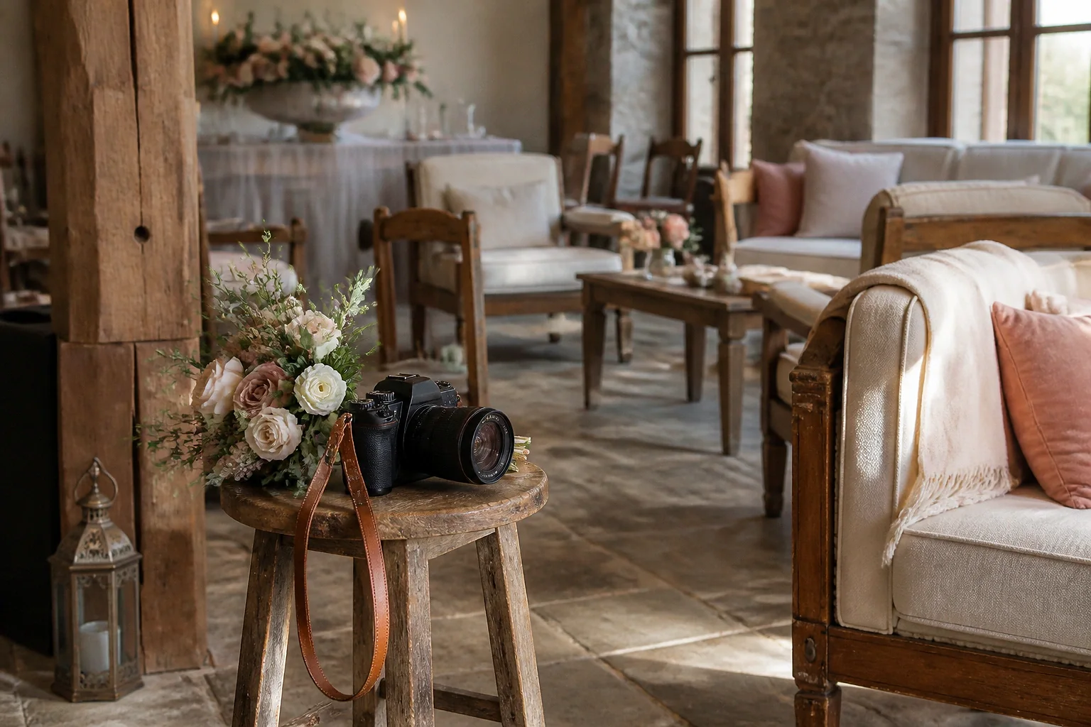 Appareil photo et accessoires de reportage de mariage — illustration générée par IA