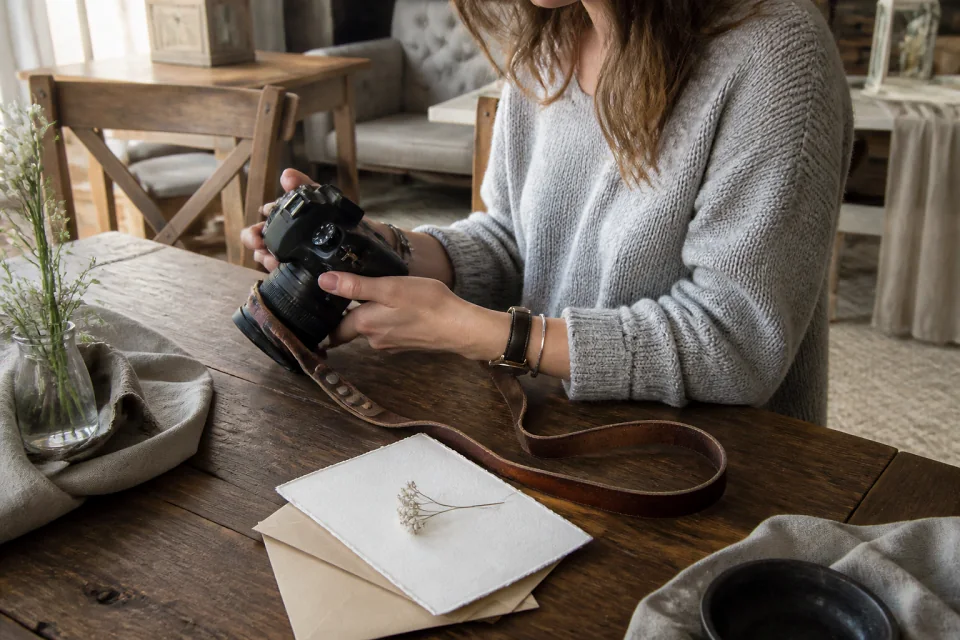 Appareil photo et accessoires de reportage de mariage — illustration générée par IA