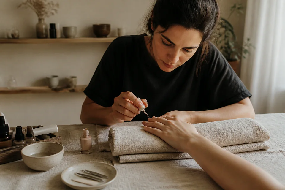 Préparation de soins esthétiques avant un mariage — illustration générée par IA