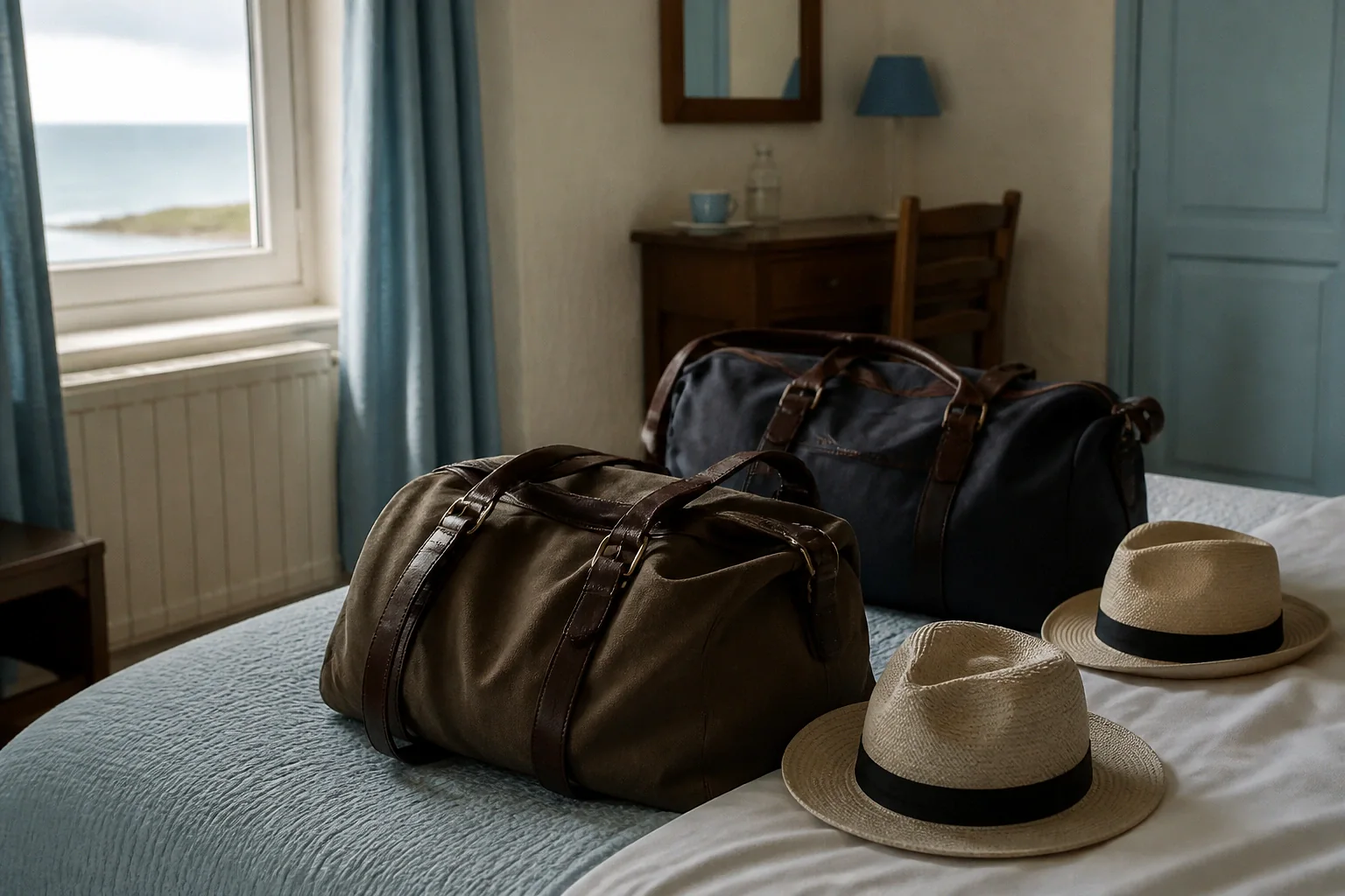 Bagages et hébergement pour un voyage de noces — illustration générée par IA