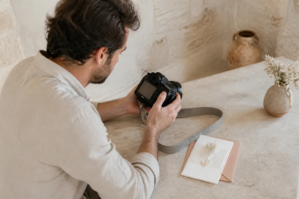 Appareil photo et accessoires de reportage de mariage — illustration générée par IA