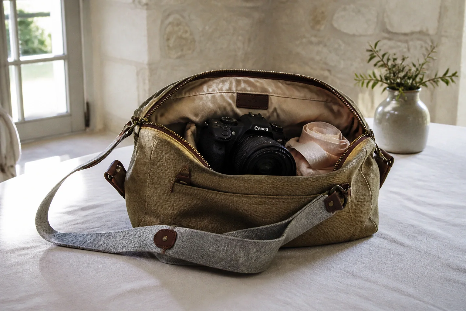 Appareil photo et accessoires de reportage de mariage — illustration générée par IA