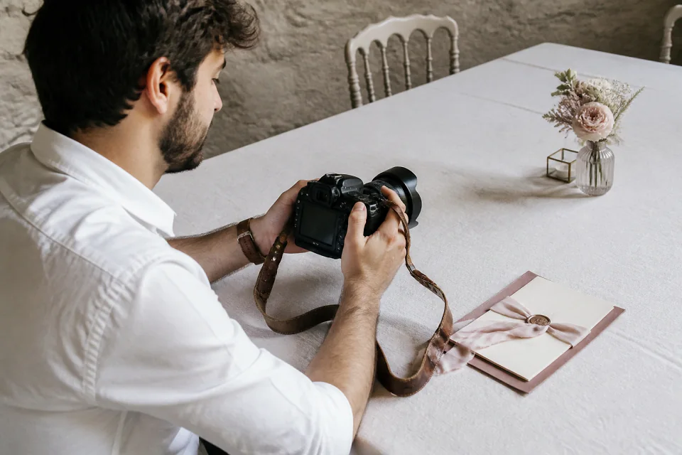 Appareil photo et accessoires de reportage de mariage — illustration générée par IA