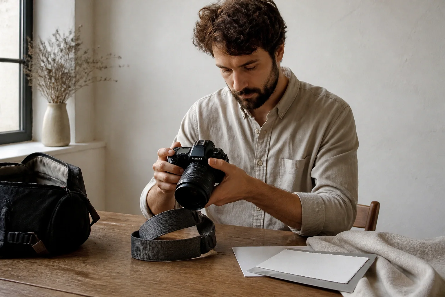 Appareil photo et accessoires de reportage de mariage — illustration générée par IA