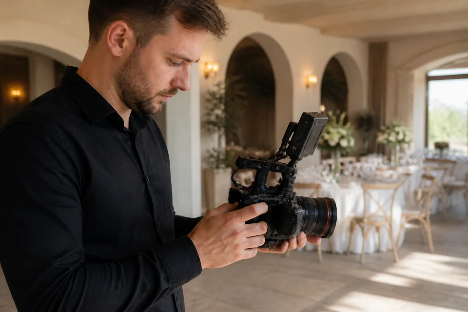 Matériel de tournage pour un film de mariage — illustration générée par IA