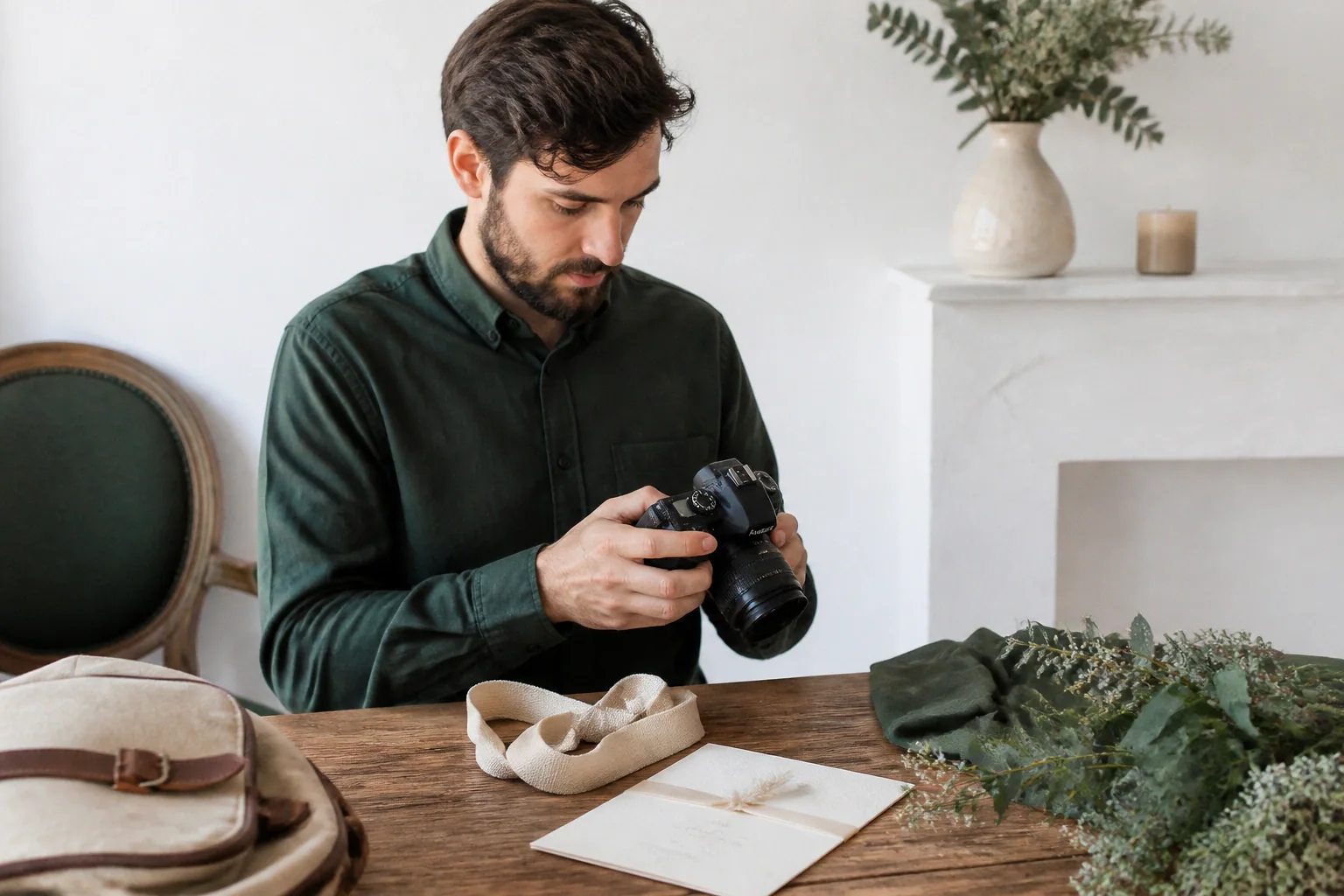 Appareil photo et accessoires de reportage de mariage — illustration générée par IA