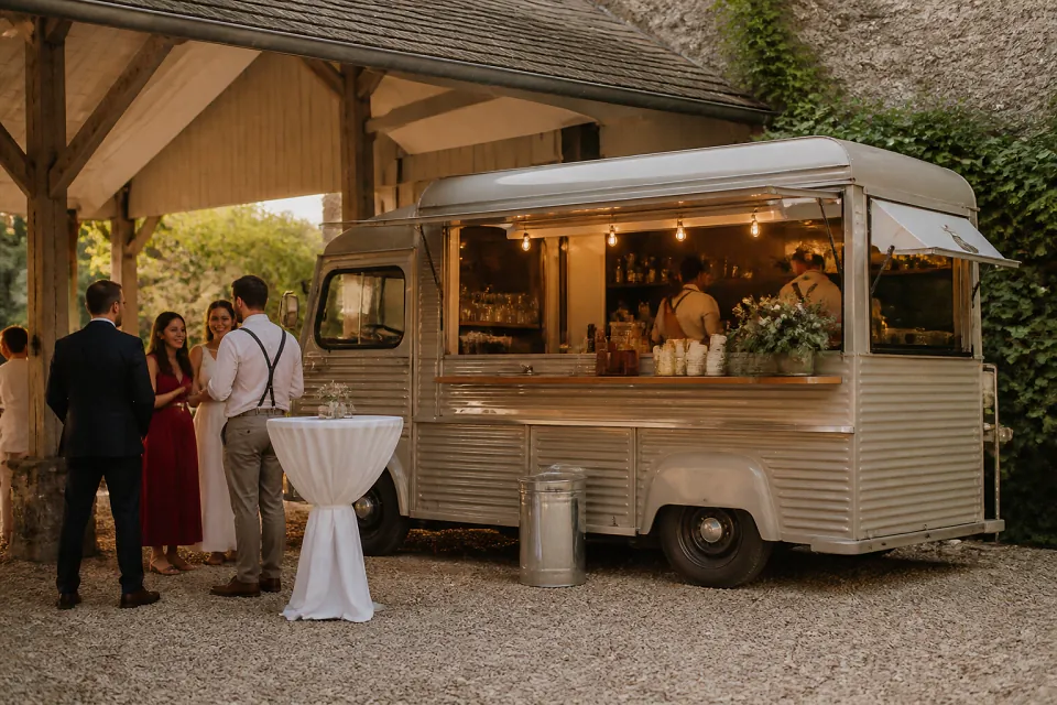 Service mobile de restauration pour une réception — illustration générée par IA