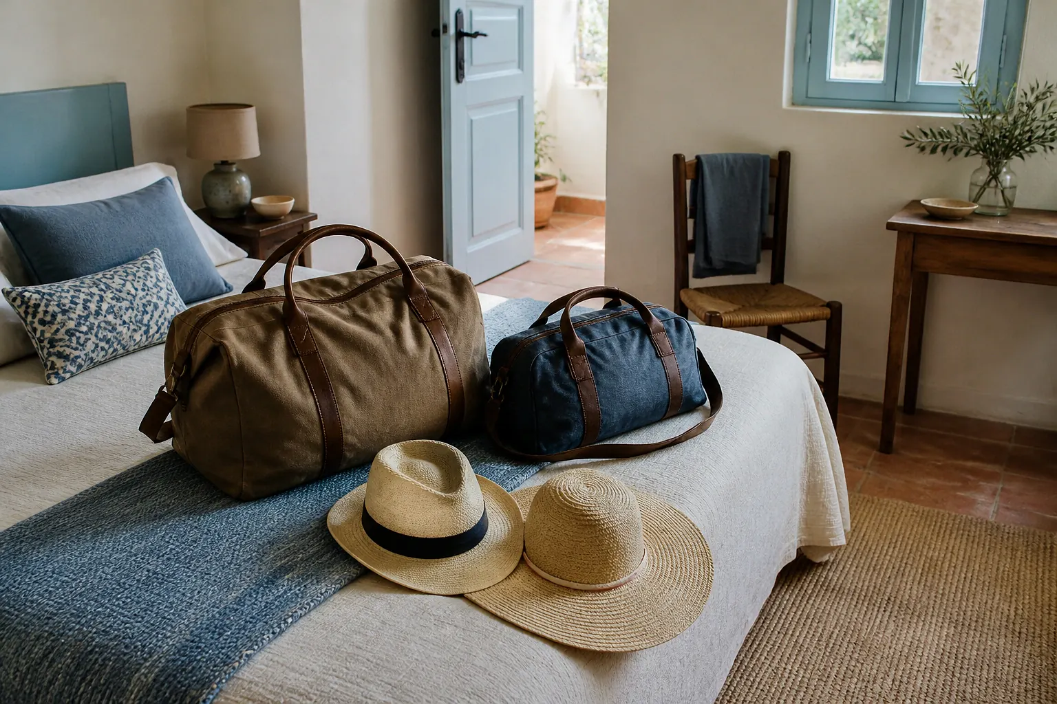 Bagages et hébergement pour un voyage de noces — illustration générée par IA