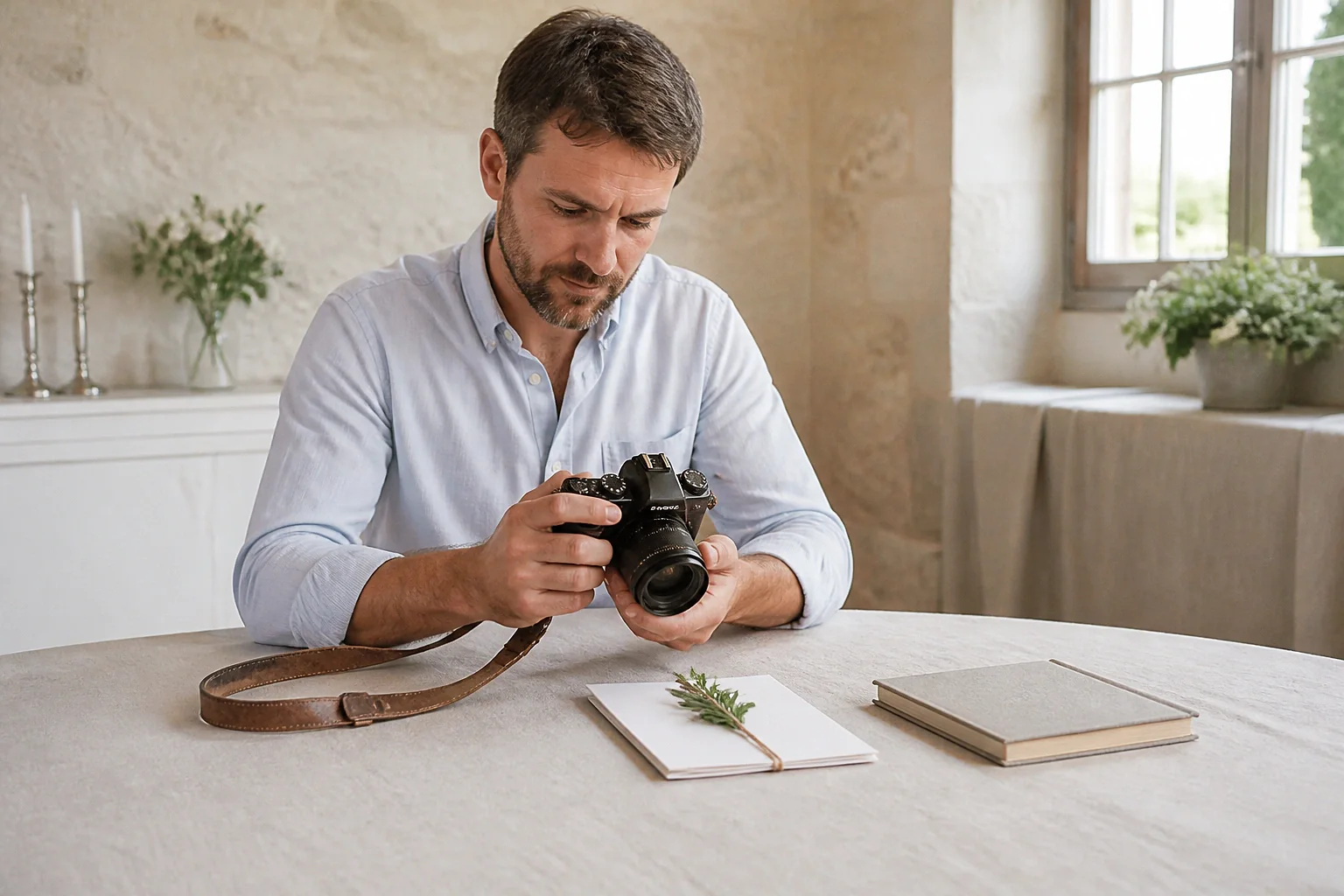Appareil photo et accessoires de reportage de mariage — illustration générée par IA