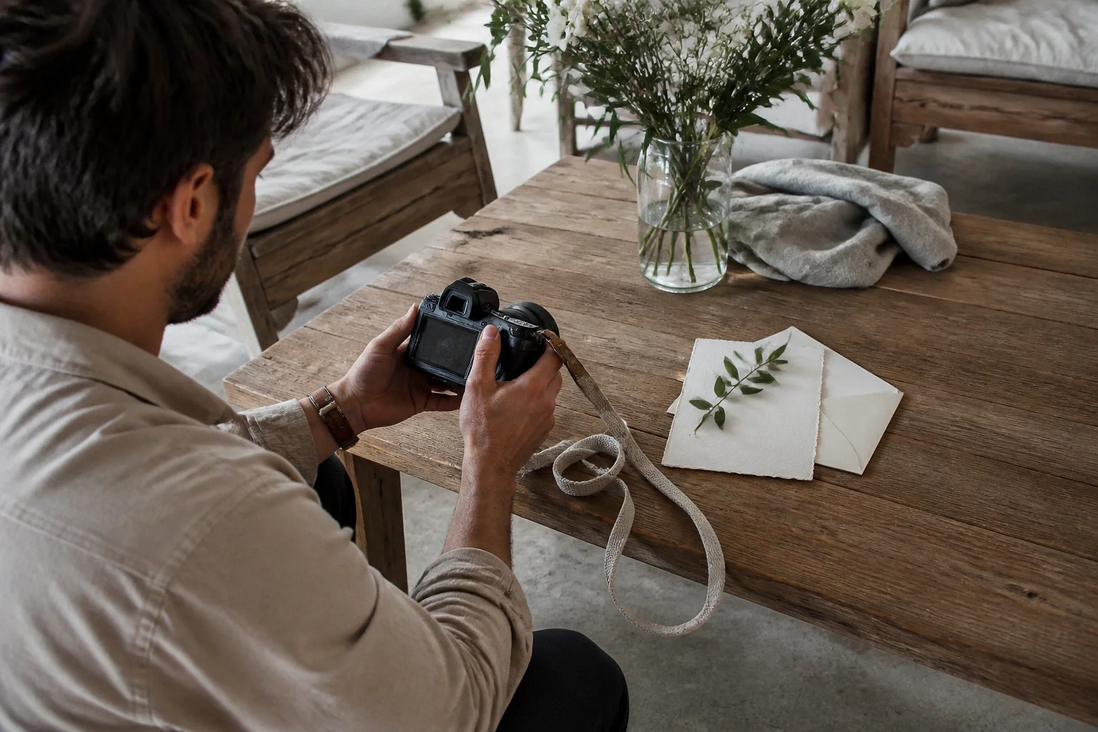 Appareil photo et accessoires de reportage de mariage — illustration générée par IA