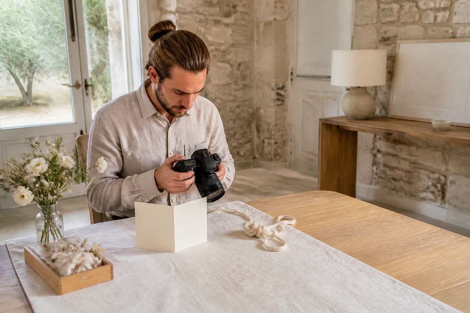 Appareil photo et accessoires de reportage de mariage — illustration générée par IA