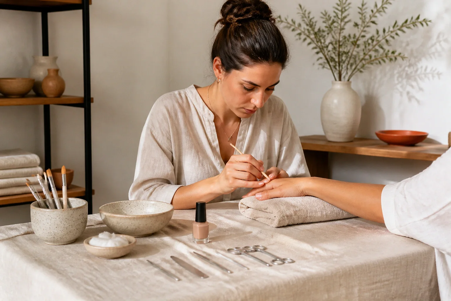 Préparation de soins esthétiques avant un mariage — illustration générée par IA