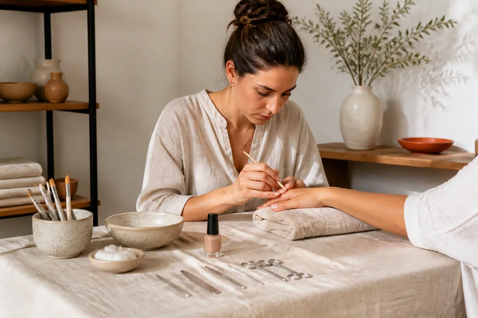 Préparation de soins esthétiques avant un mariage — illustration générée par IA