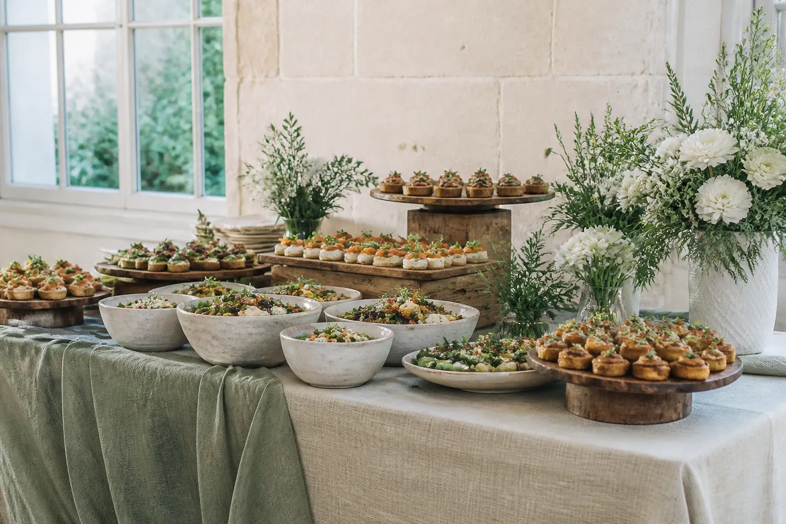 Préparations salées pour un cocktail de mariage — illustration générée par IA