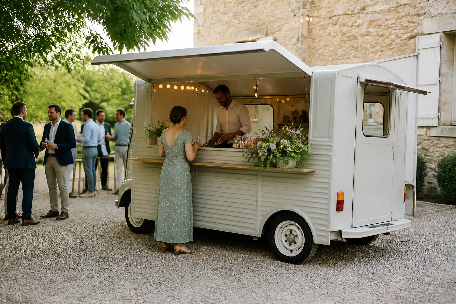 Service mobile de restauration pour une réception — illustration générée par IA