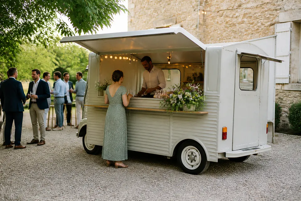 Service mobile de restauration pour une réception — illustration générée par IA