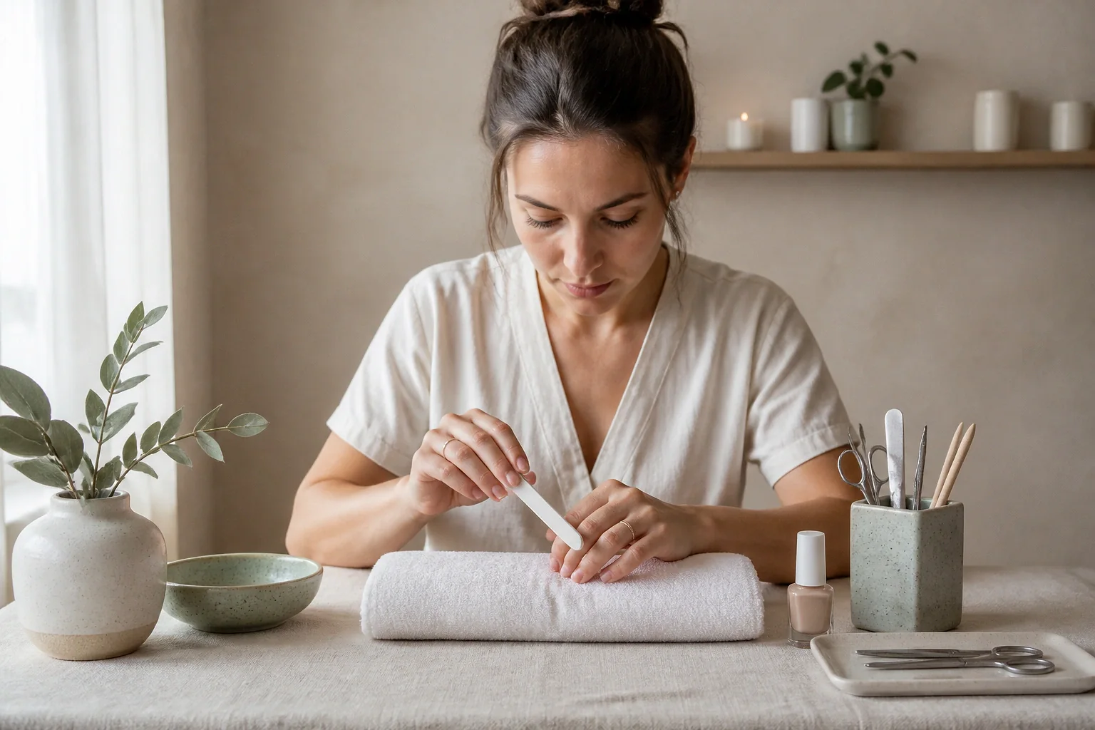 Préparation de soins esthétiques avant un mariage — illustration générée par IA