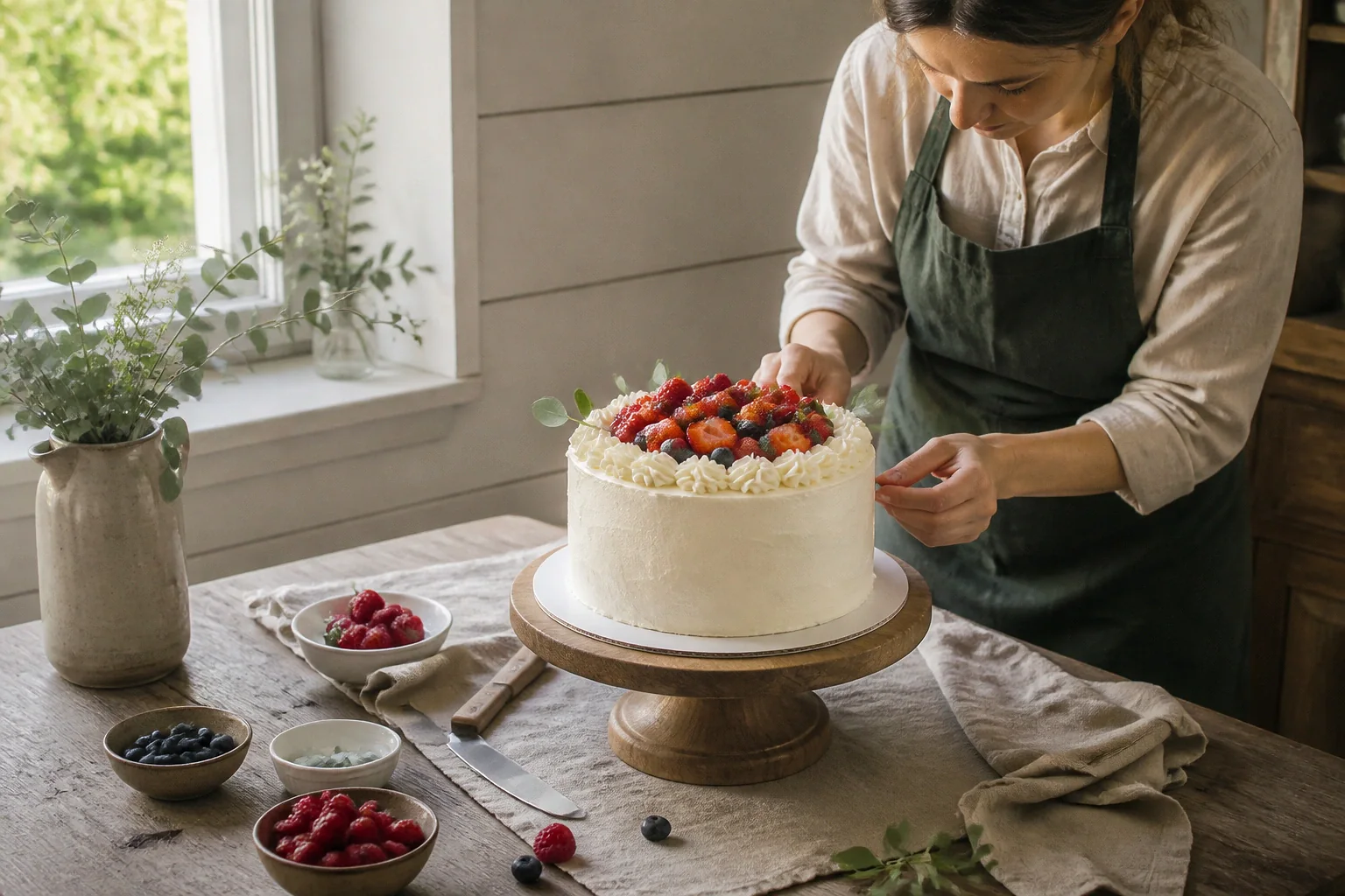 Gâteau de mariage préparé dans un atelier — illustration générée par IA