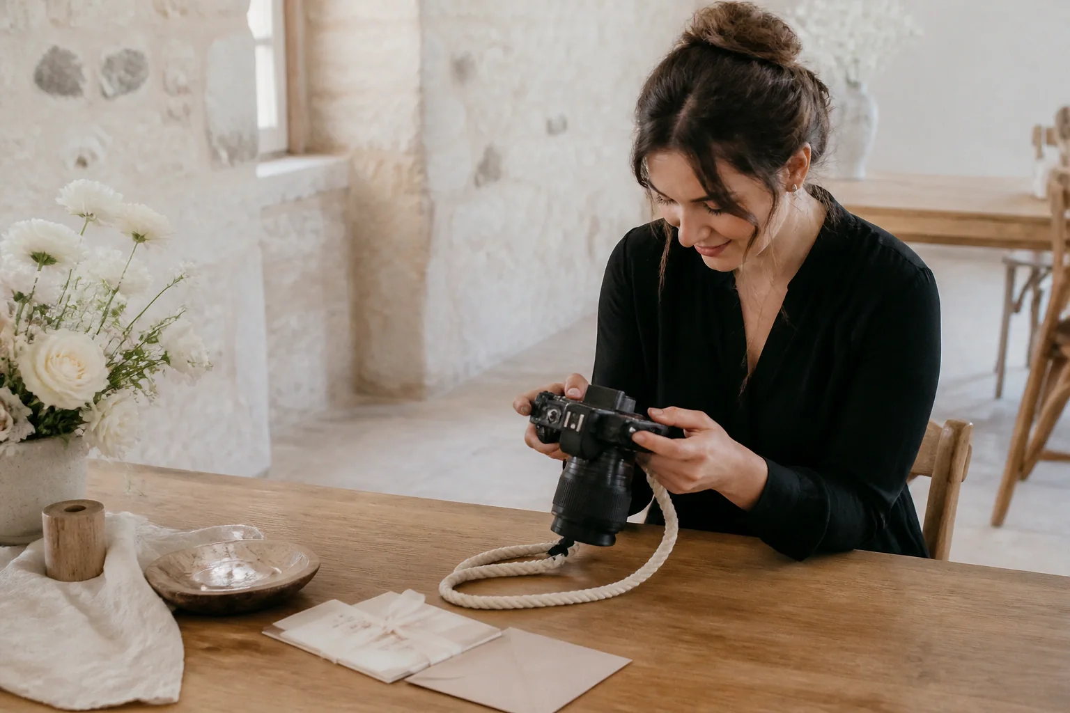 Appareil photo et accessoires de reportage de mariage — illustration générée par IA