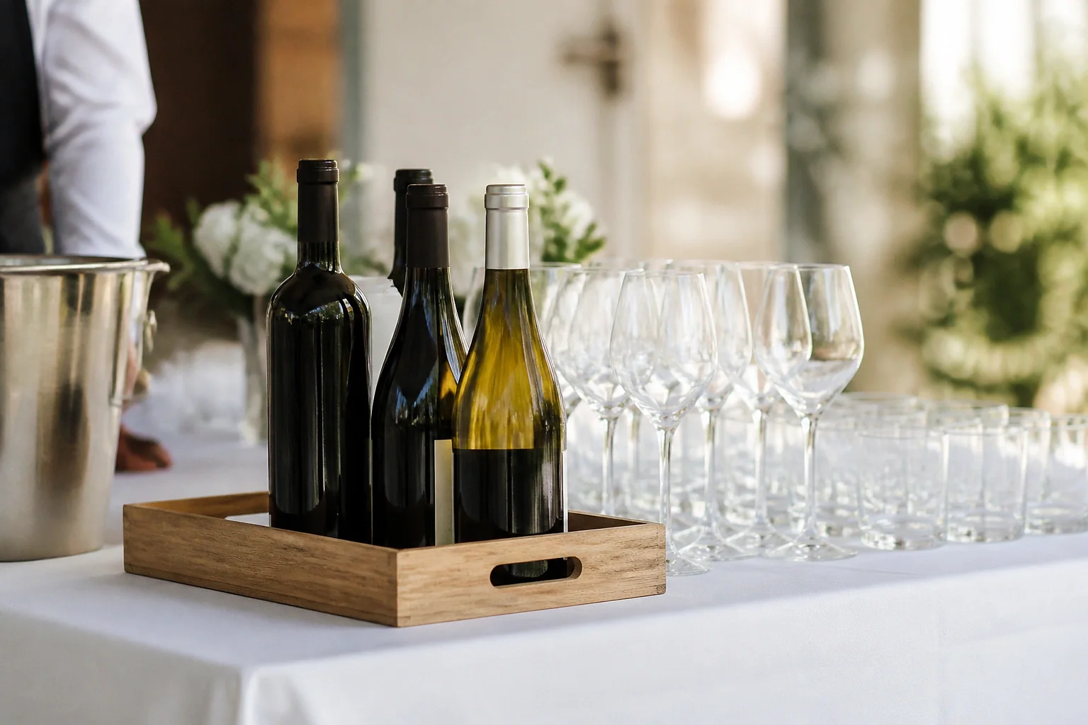 Sélection de boissons pour une réception de mariage — illustration générée par IA