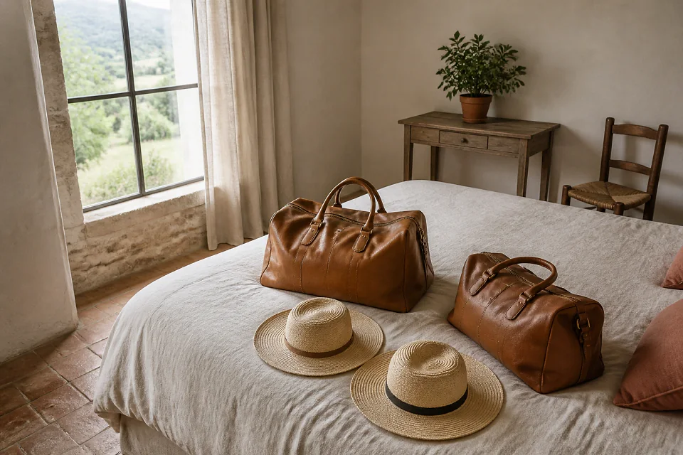 Bagages et hébergement pour un voyage de noces — illustration générée par IA