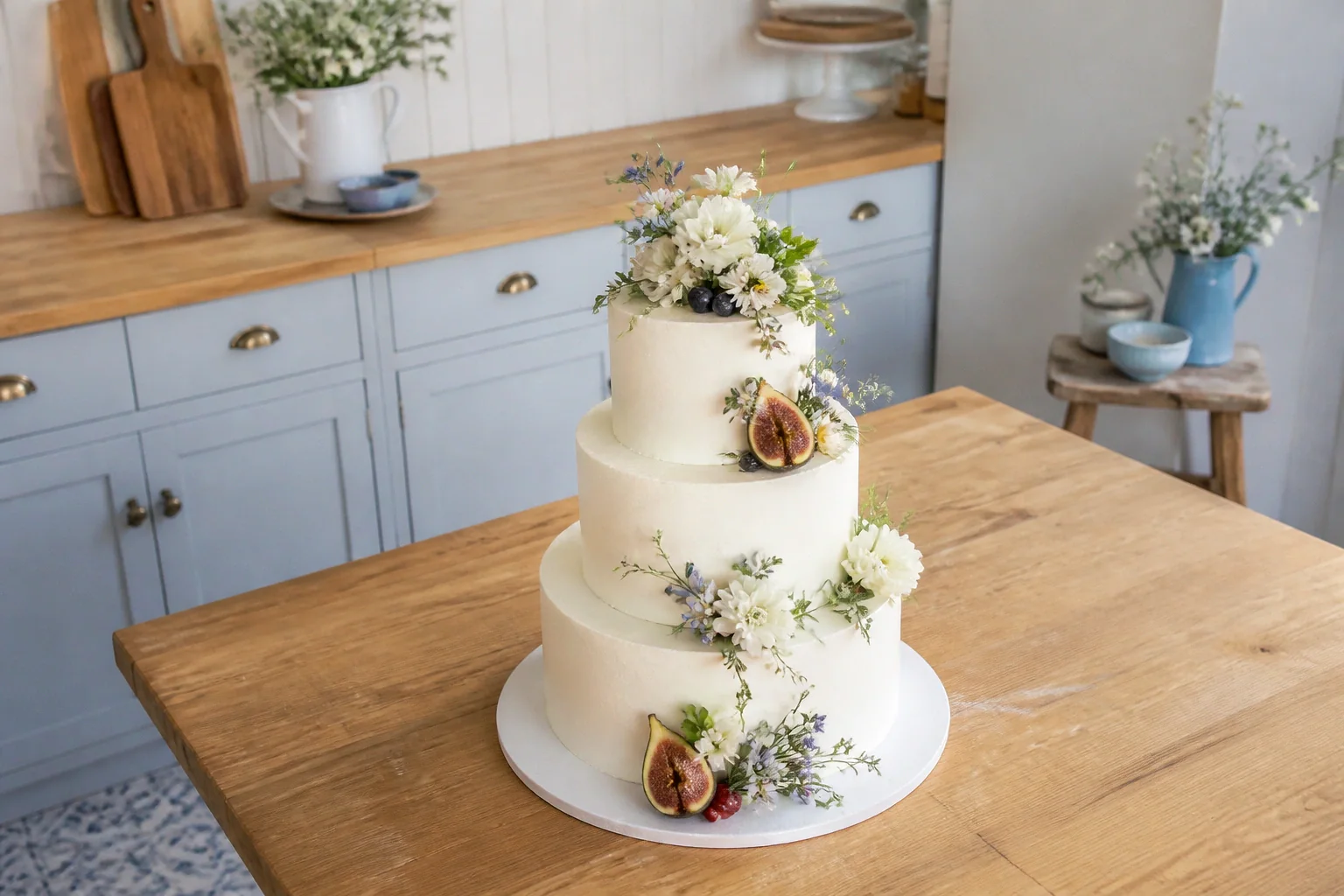 Gâteau de mariage préparé dans un atelier — illustration générée par IA