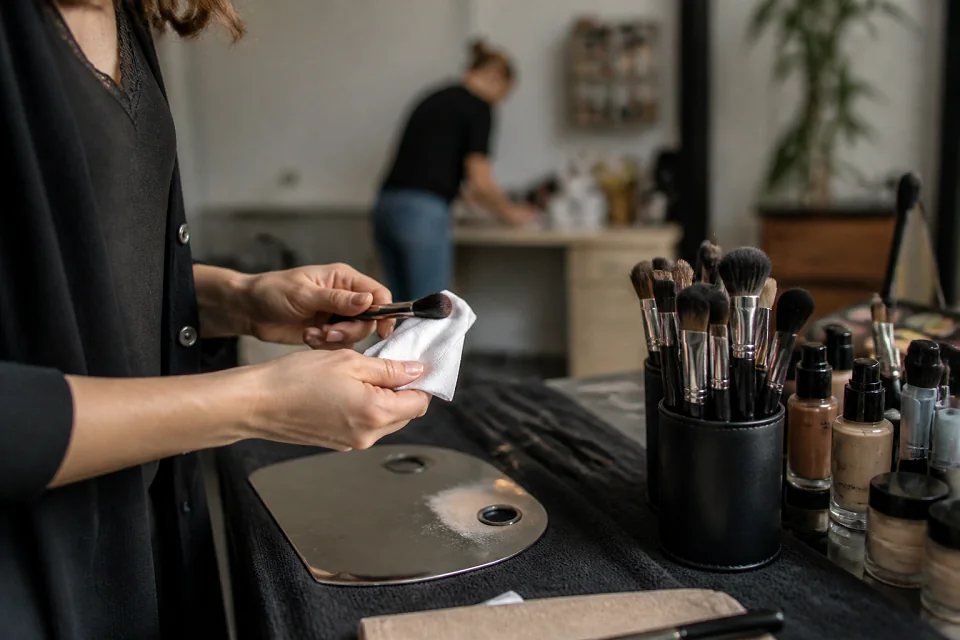 Préparation d’un maquillage de mariage — illustration générée par IA