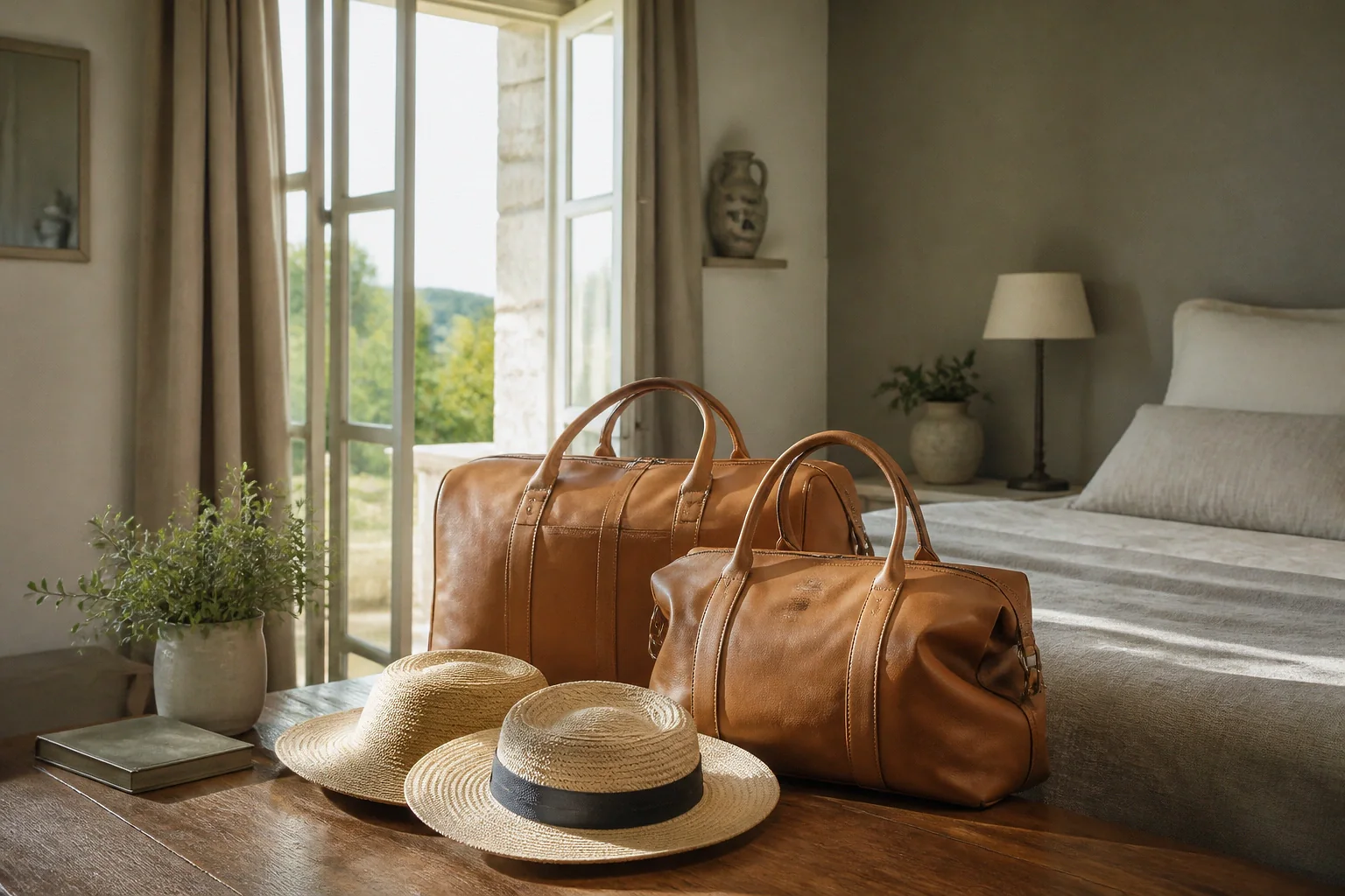 Bagages et hébergement pour un voyage de noces — illustration générée par IA