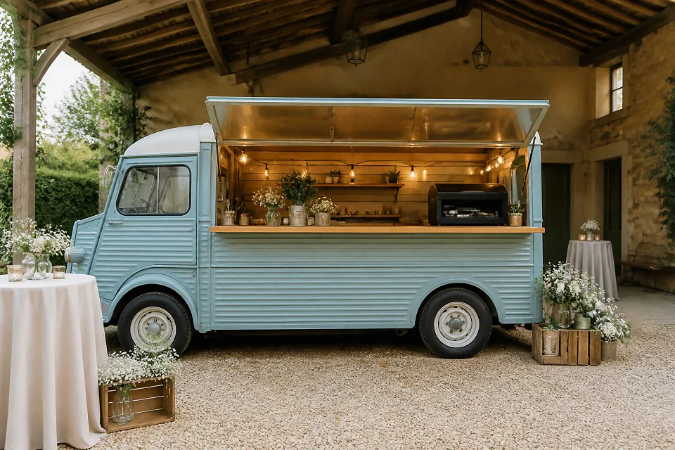 Service mobile de restauration pour une réception — illustration générée par IA