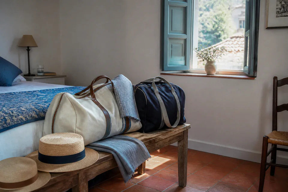 Bagages et hébergement pour un voyage de noces — illustration générée par IA