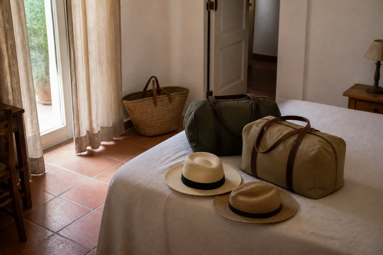 Bagages et hébergement pour un voyage de noces — illustration générée par IA