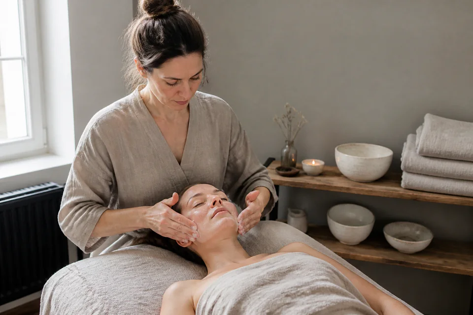 Préparation de soins esthétiques avant un mariage — illustration générée par IA