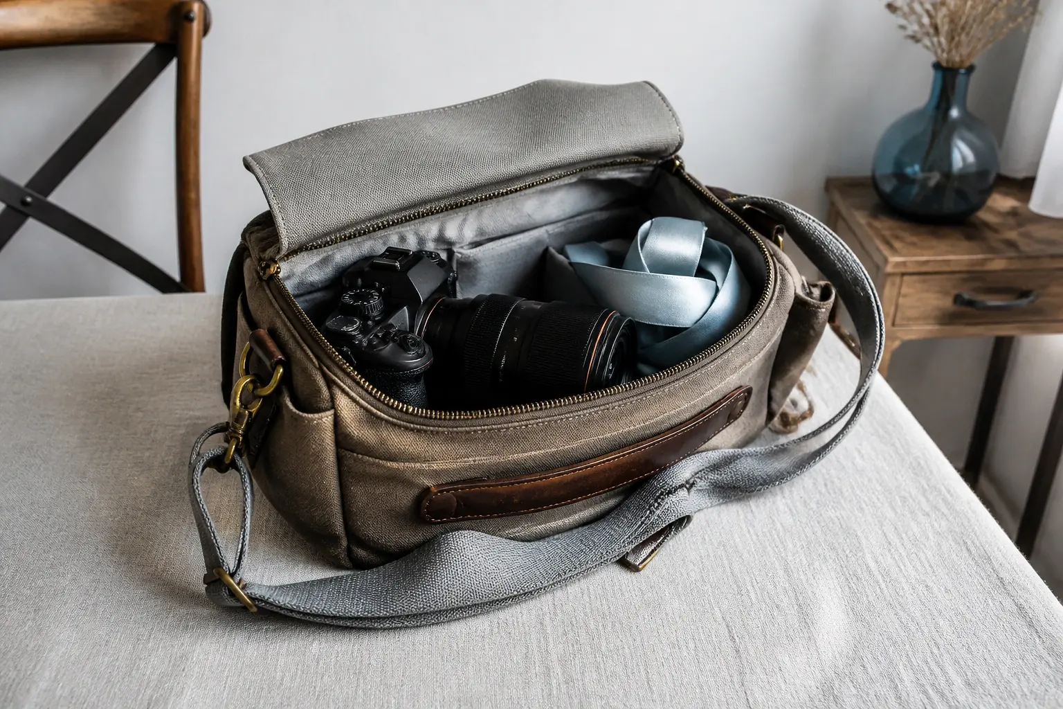 Appareil photo et accessoires de reportage de mariage — illustration générée par IA