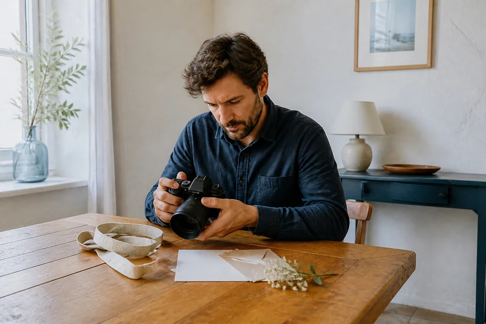 Appareil photo et accessoires de reportage de mariage — illustration générée par IA