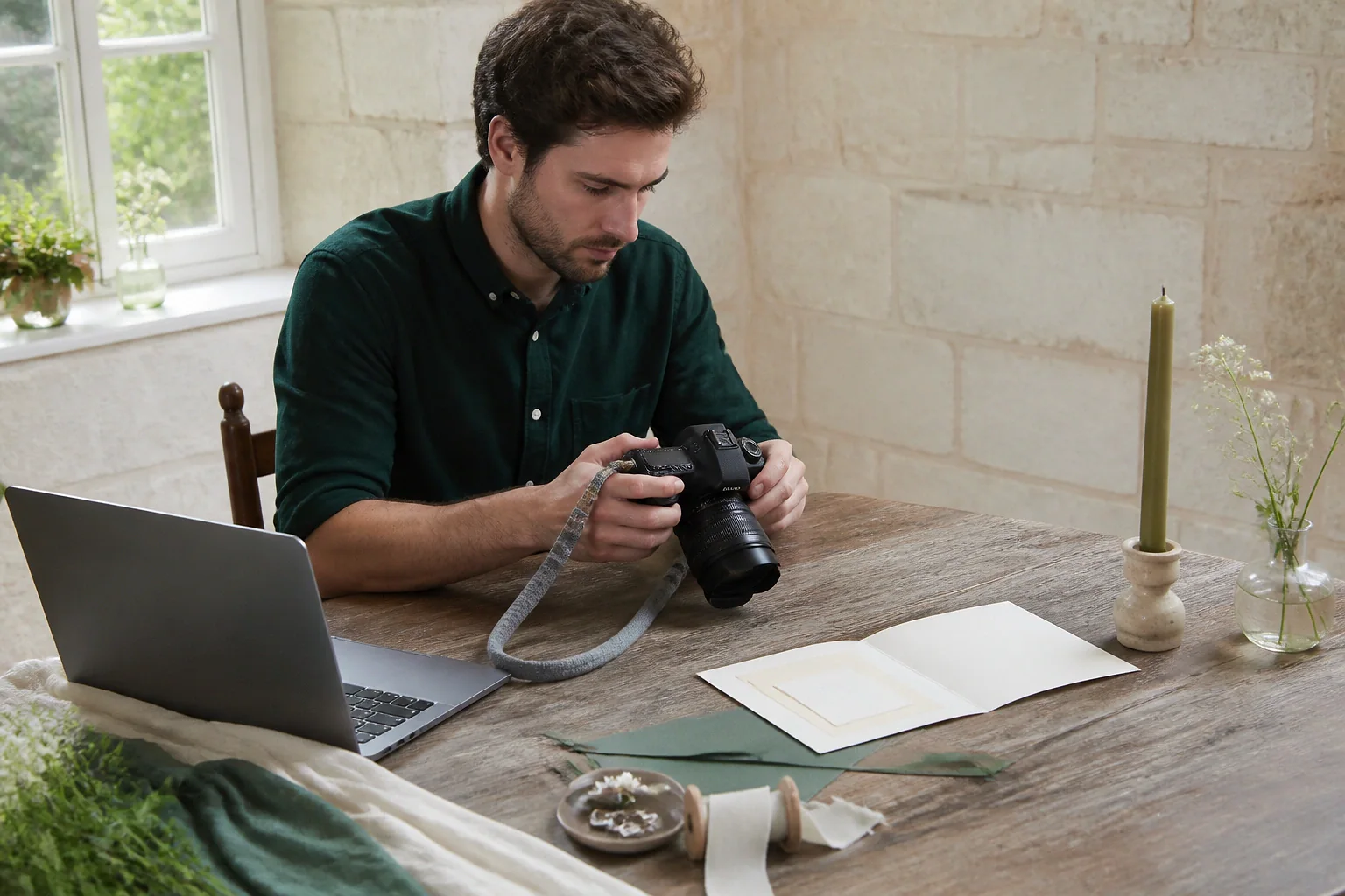Appareil photo et accessoires de reportage de mariage — illustration générée par IA