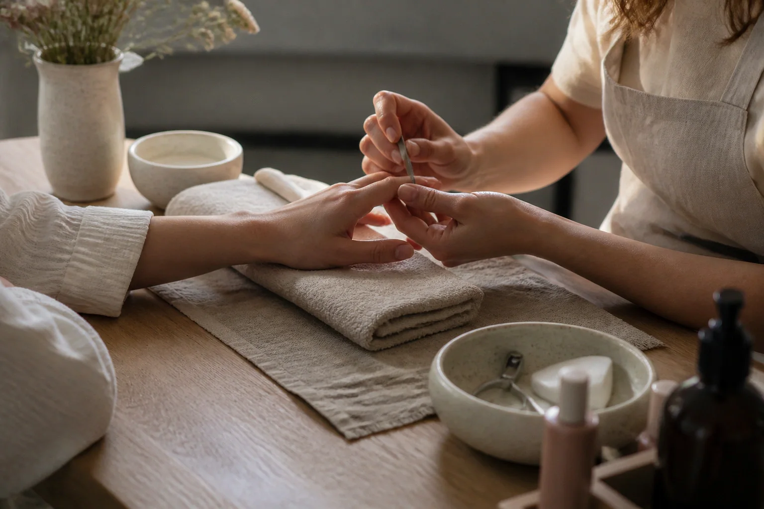 Préparation de soins esthétiques avant un mariage — illustration générée par IA