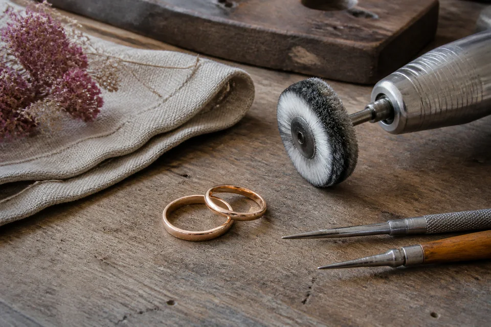 Alliances et travail de bijouterie de mariage — illustration générée par IA