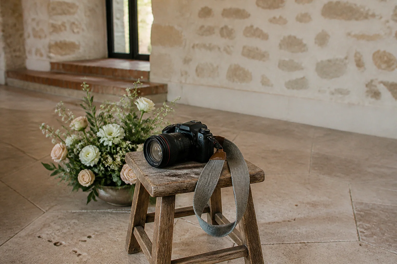 Appareil photo et accessoires de reportage de mariage — illustration générée par IA