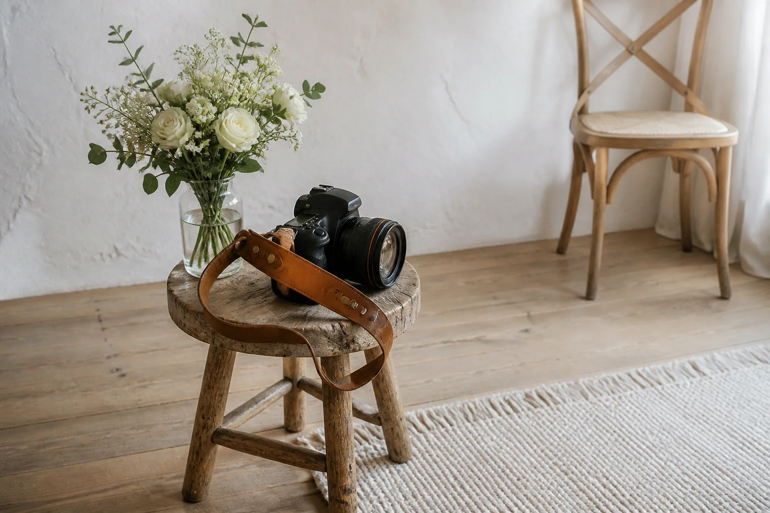 Appareil photo et accessoires de reportage de mariage — illustration générée par IA