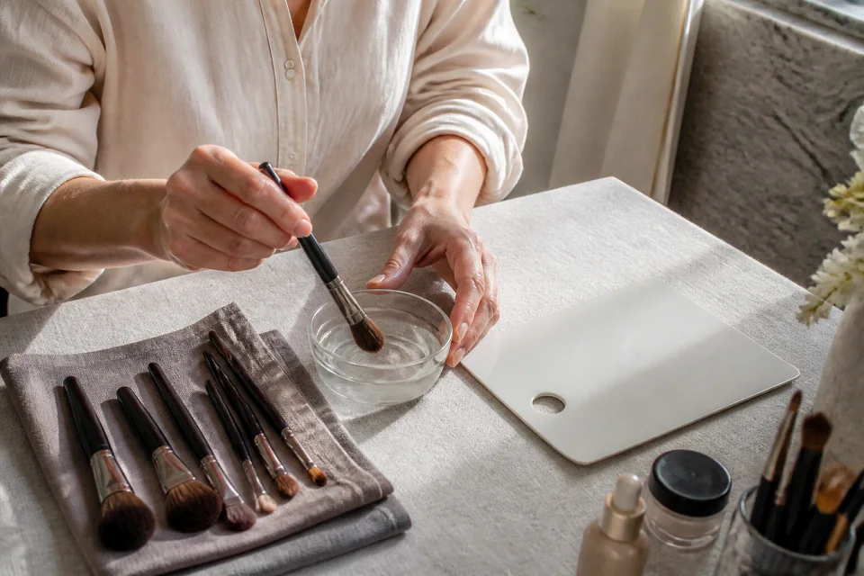 Préparation d’un maquillage de mariage — illustration générée par IA