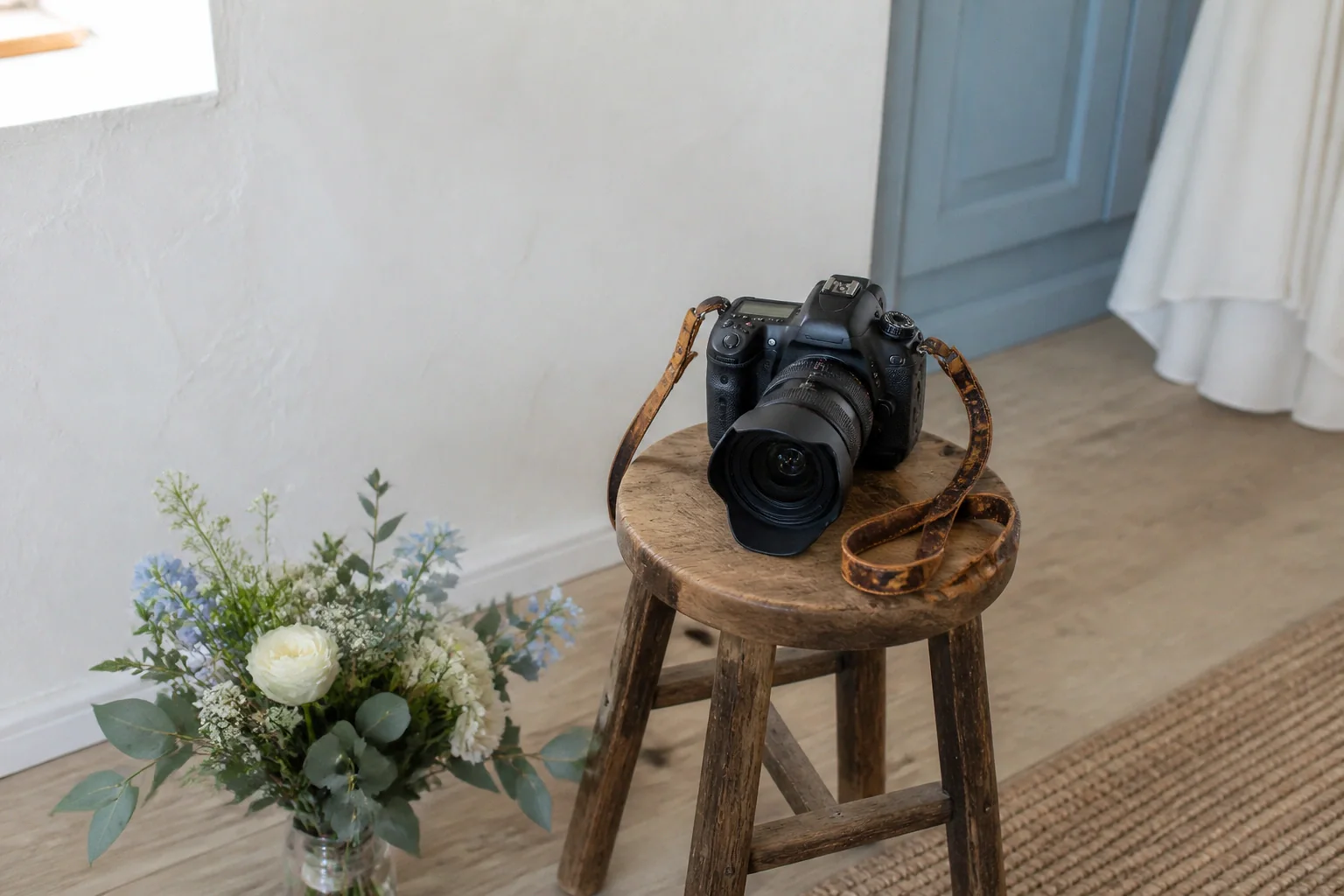 Appareil photo et accessoires de reportage de mariage — illustration générée par IA
