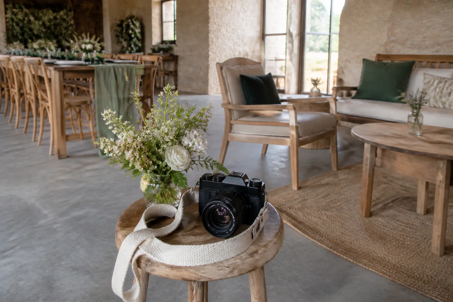 Appareil photo et accessoires de reportage de mariage — illustration générée par IA