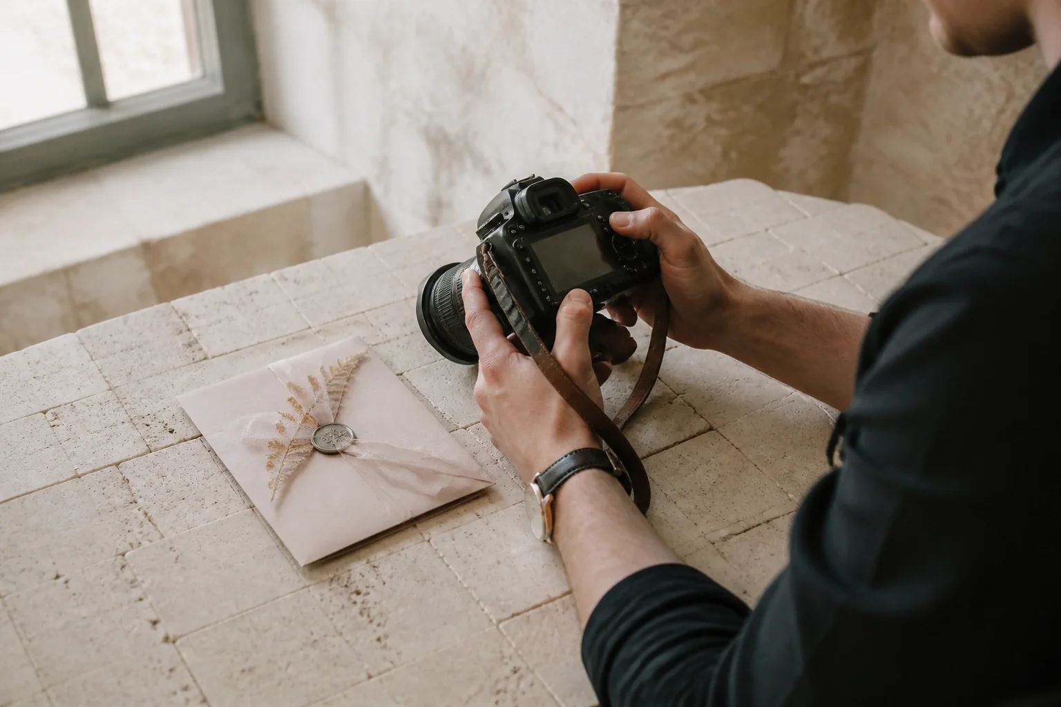 Appareil photo et accessoires de reportage de mariage — illustration générée par IA