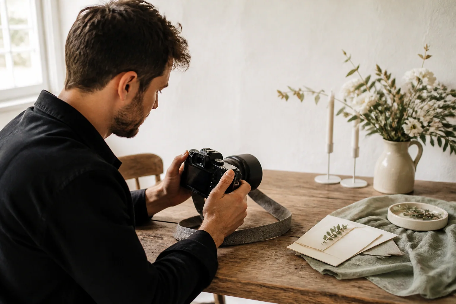 Appareil photo et accessoires de reportage de mariage — illustration générée par IA