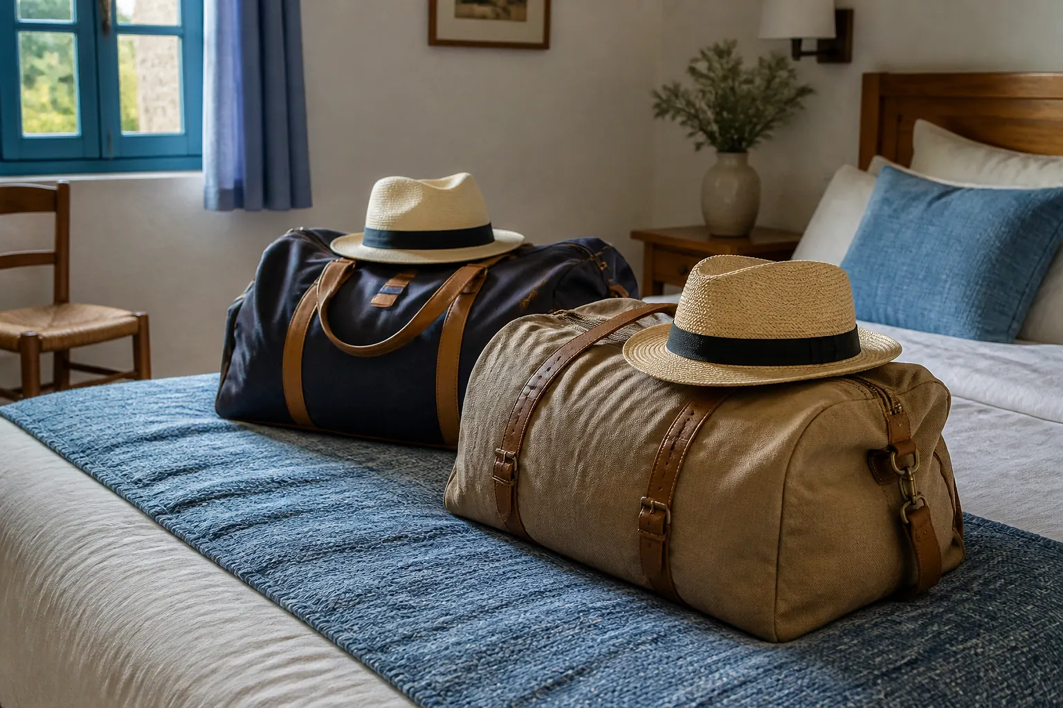 Bagages et hébergement pour un voyage de noces — illustration générée par IA