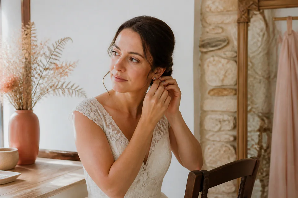 Préparation d’un maquillage de mariage — illustration générée par IA