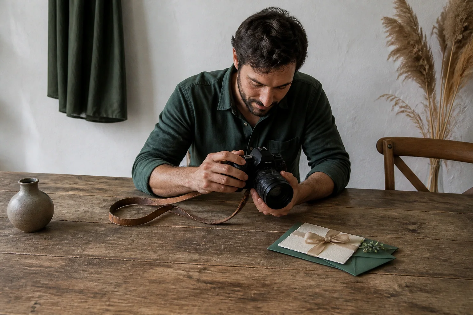 Appareil photo et accessoires de reportage de mariage — illustration générée par IA