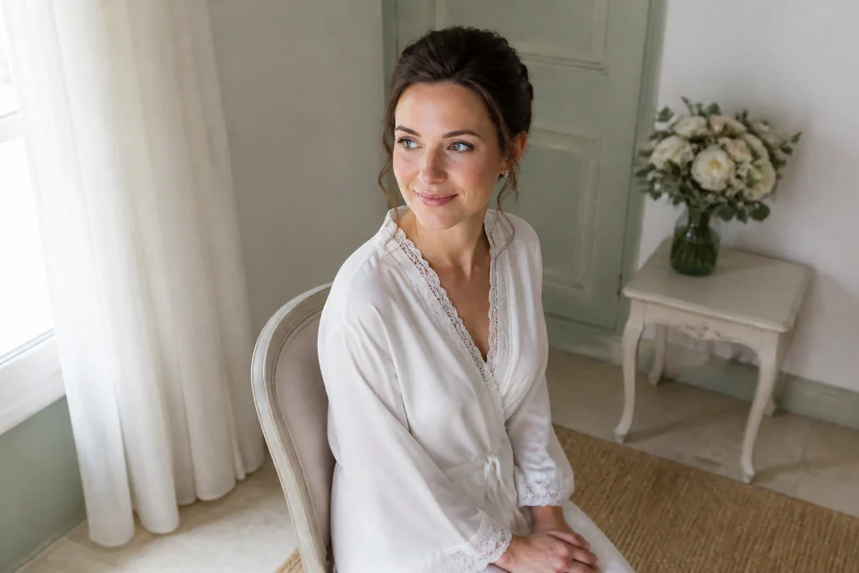 Préparation d’un maquillage de mariage — illustration générée par IA