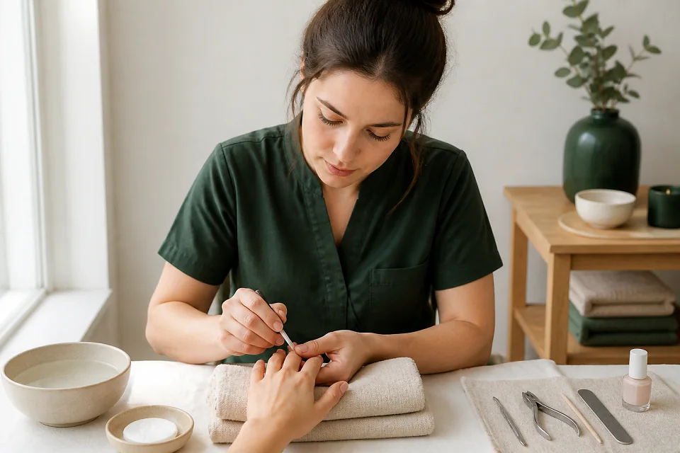 Préparation de soins esthétiques avant un mariage — illustration générée par IA