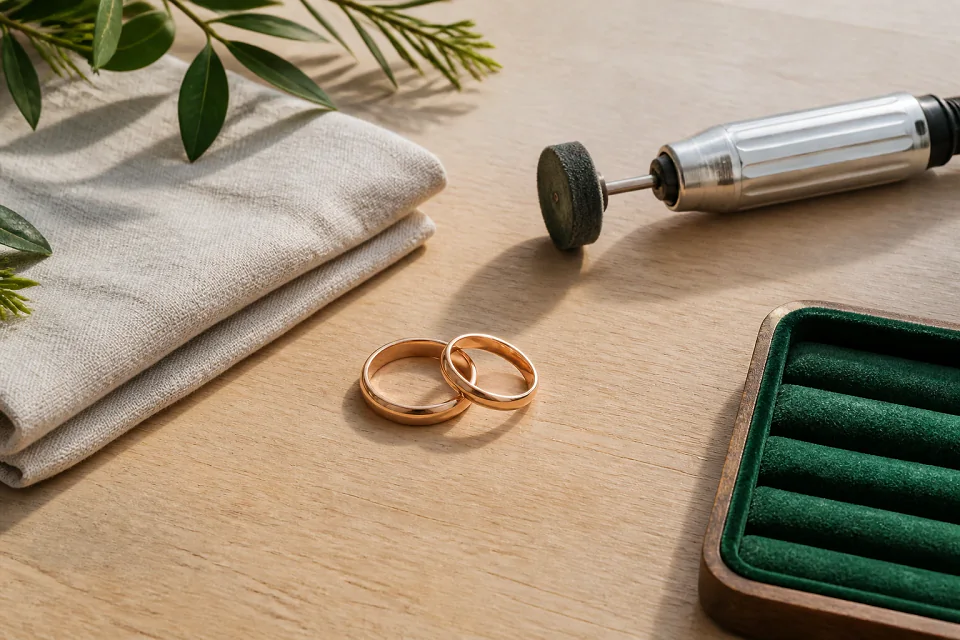 Alliances et travail de bijouterie de mariage — illustration générée par IA